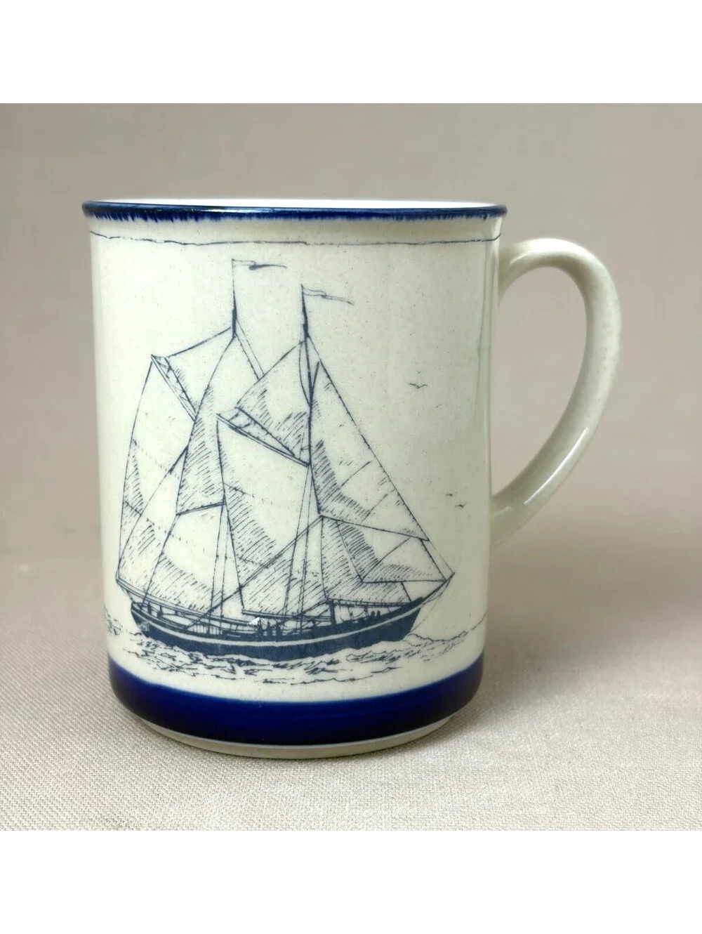 Vintage 1984 Nautical Sailboat Coffee Mug Town East Crafts Schooner Ocean Boat B